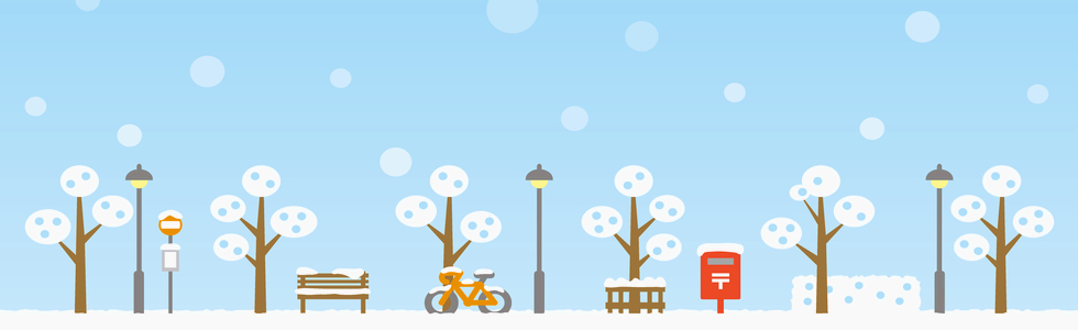 冬と雪の町をイメージしたイラスト画像